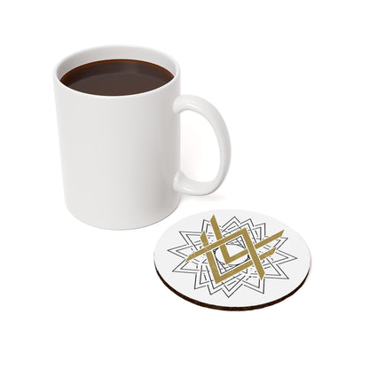 SUMMER COLLECTION - Cork Coaster White (Gold-Black Print)