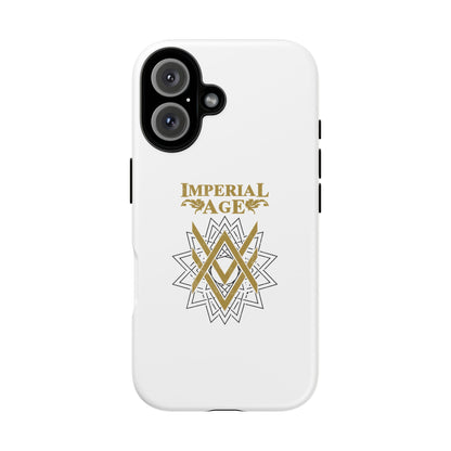SUMMER COLLECTION - Tough iPhone Case White (Gold-Black Print)