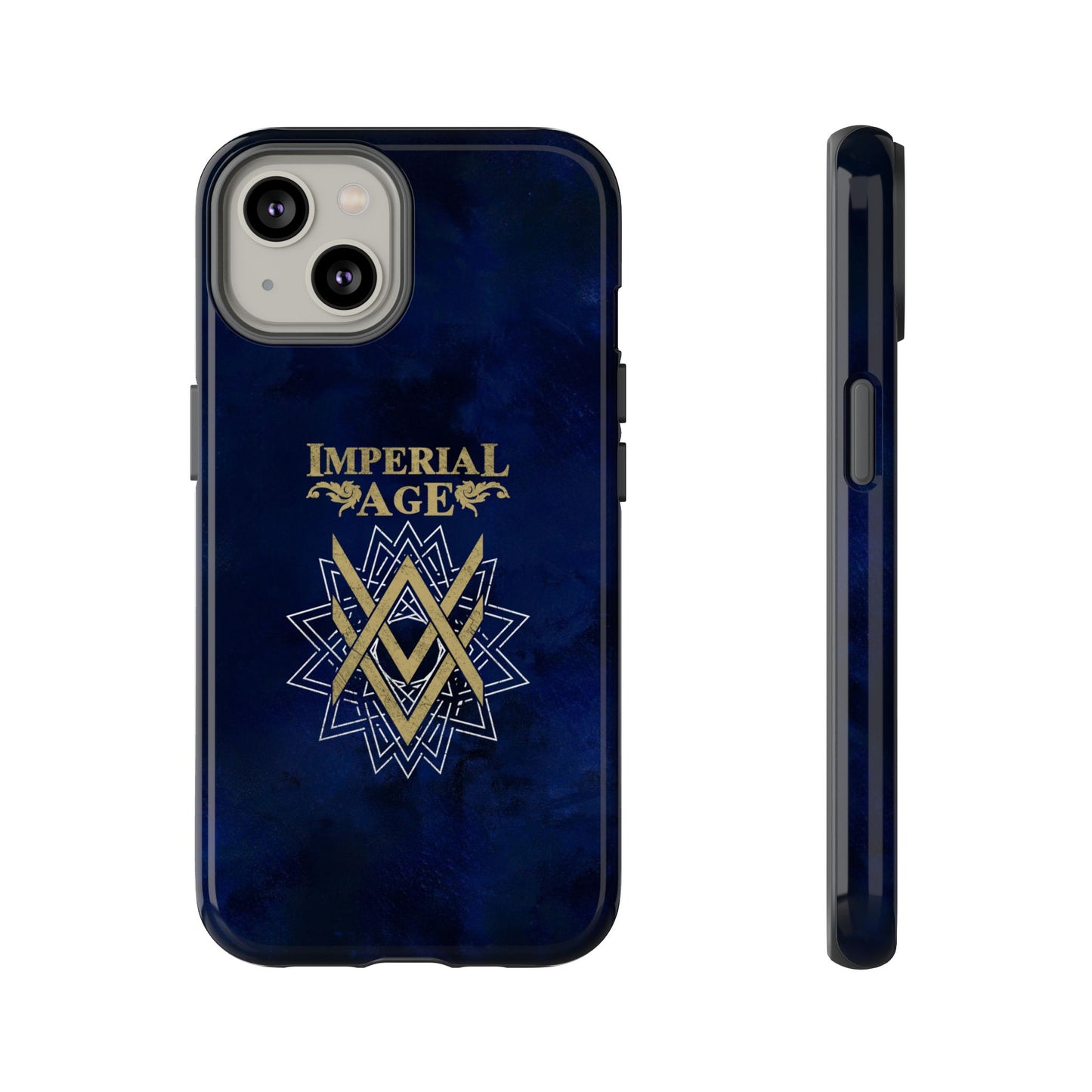 SUMMER COLLECTION - Tough iPhone Case Navy (Gold-White Print)