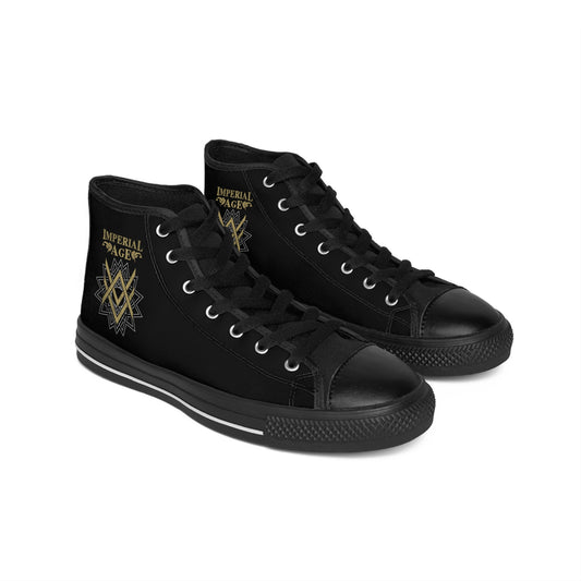 SUMMER COLLECTION - Women's Sneakers Black (Gold-White Print)