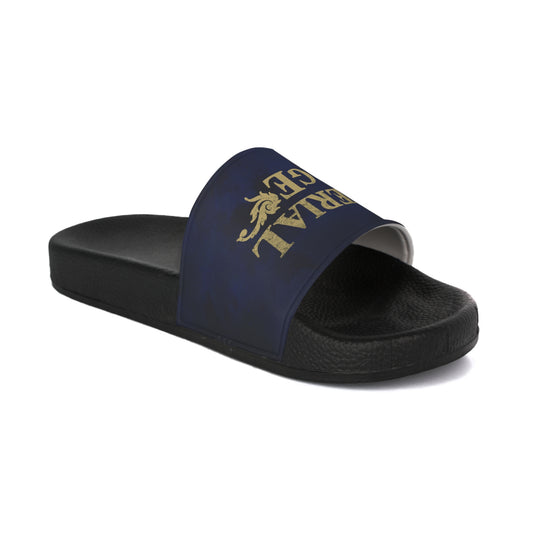 SUMMER COLLECTION - Slide Sandals Blue (Gold Print)