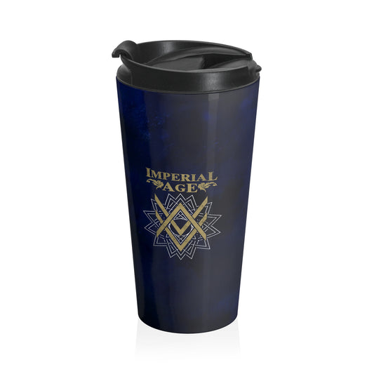 SUMMER COLLECTION - Stainless Steel Travel Mug Navy (Gold-White Print)