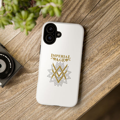 SUMMER COLLECTION - Tough iPhone Case White (Gold-Black Print)
