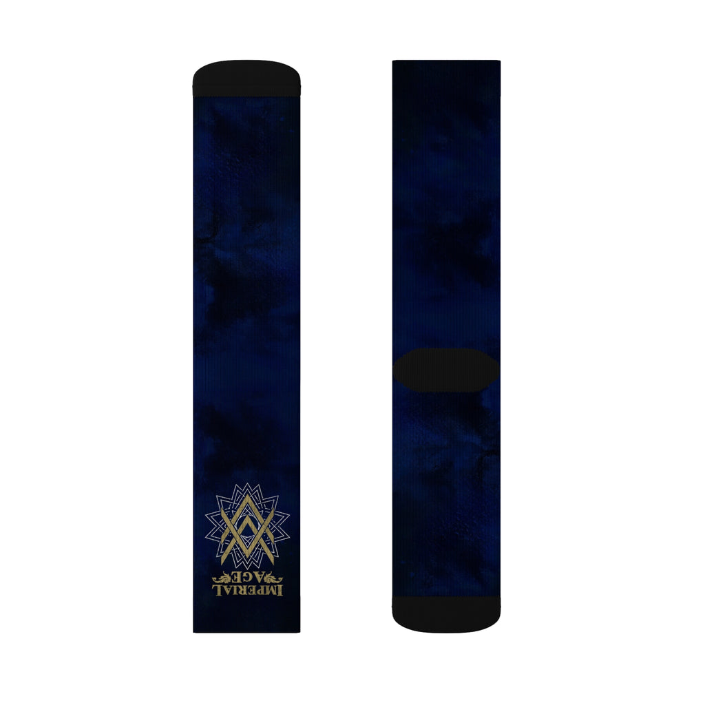 SUMMER COLLECTION - Navy Socks (Gold-White Print)