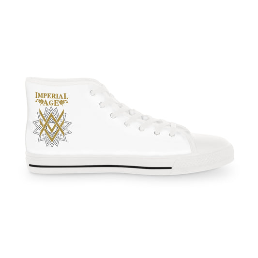 SUMMER COLLECTION - Men's Sneakers White (Gold-Black Print)