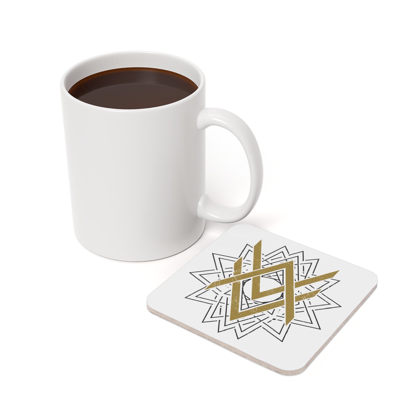 SUMMER COLLECTION - Cork Coaster White (Gold-Black Print)