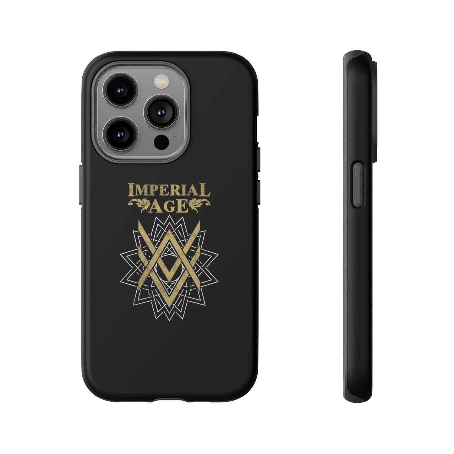 SUMMER COLLECTION - Tough iPhone Case Black (Gold-White Print)