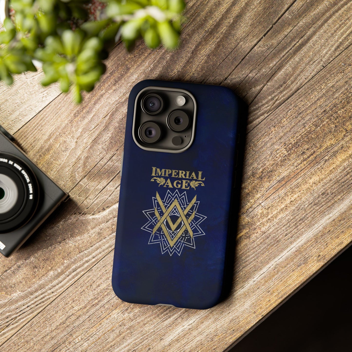 SUMMER COLLECTION - Tough iPhone Case Navy (Gold-White Print)