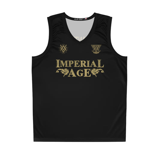 SUMMER COLLECTION - Black Basketball Jersey (Gold Print)