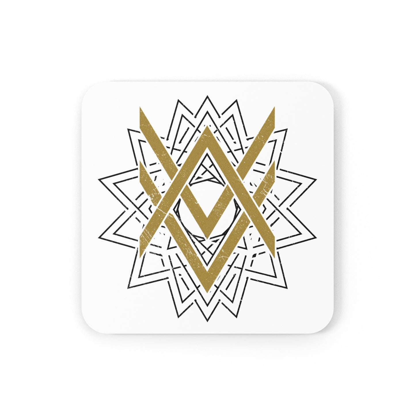 SUMMER COLLECTION - Cork Coaster White (Gold-Black Print)