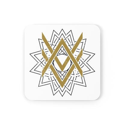 SUMMER COLLECTION - Cork Coaster White (Gold-Black Print)