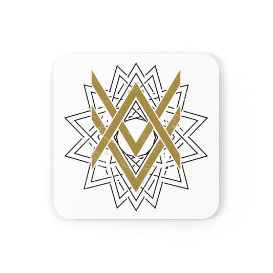 SUMMER COLLECTION - Cork Coaster White (Gold-Black Print)