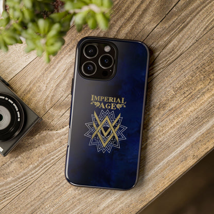 SUMMER COLLECTION - Tough iPhone Case Navy (Gold-White Print)