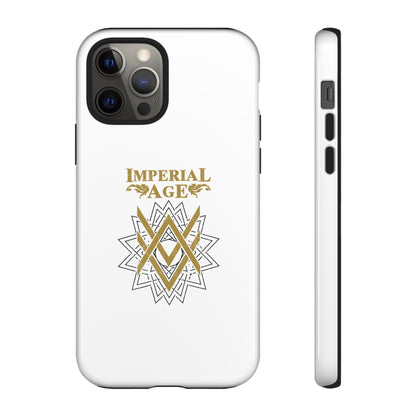 SUMMER COLLECTION - Tough iPhone Case White (Gold-Black Print)