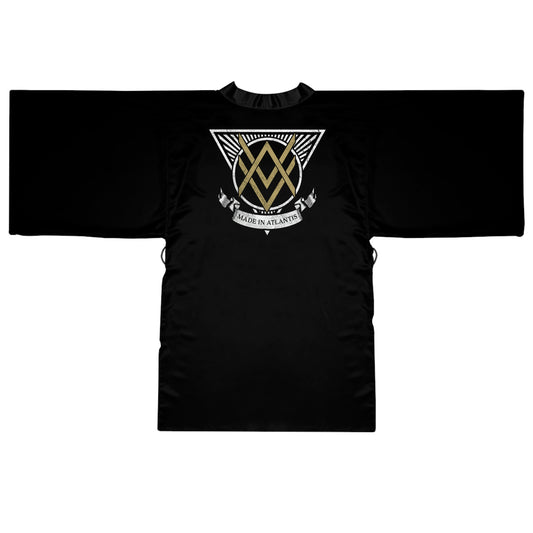 SUMMER COLLECTION - Women's Robe Black (Gold-White Print)