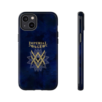 SUMMER COLLECTION - Tough iPhone Case Navy (Gold-White Print)