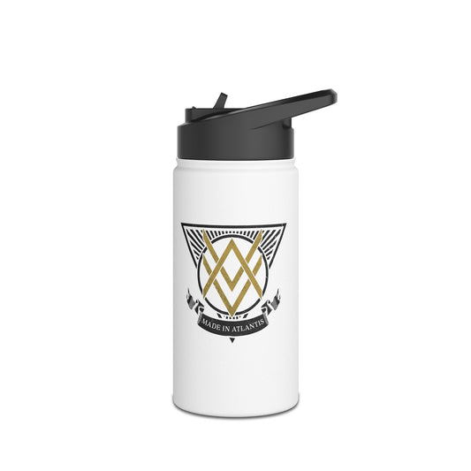 SUMMER COLLECTION - Steel Water Bottle White (Gold-Black Print)