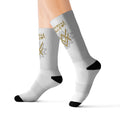 SUMMER COLLECTION - White Socks (Gold-Black Print)