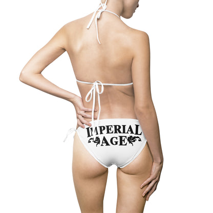 SUMMER COLLECTION - Women's Bikini Swimsuit White (Black Print)