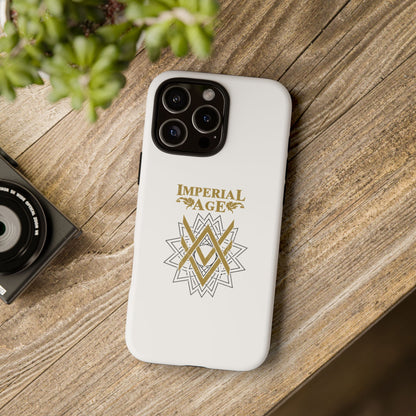 SUMMER COLLECTION - Tough iPhone Case White (Gold-Black Print)