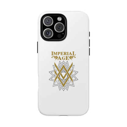 SUMMER COLLECTION - Tough iPhone Case White (Gold-Black Print)