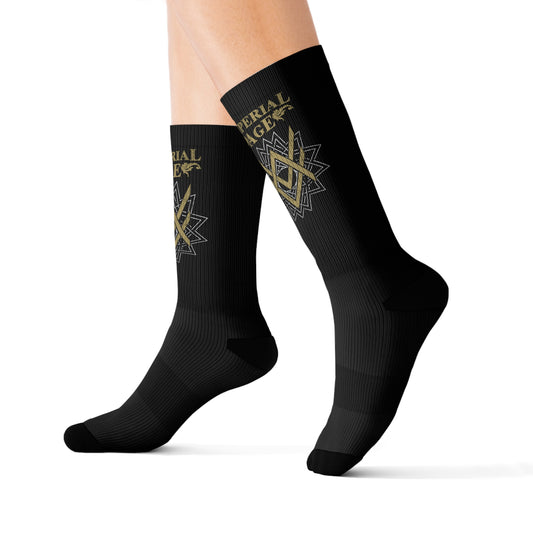 SUMMER COLLECTION - Black Socks (Gold-White Print)