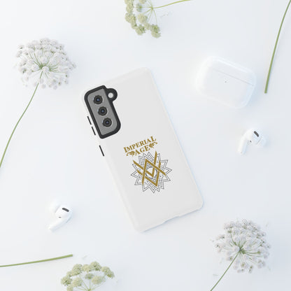SUMMER COLLECTION - Tough Samsung Galaxy Case White (Gold-Black Print)