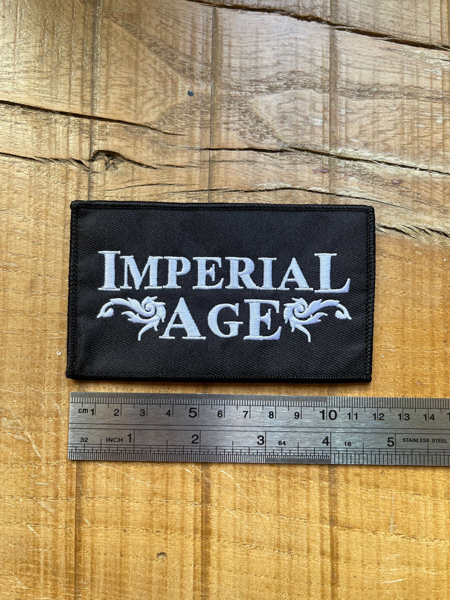 Embroidered Patch (white, merrowed)